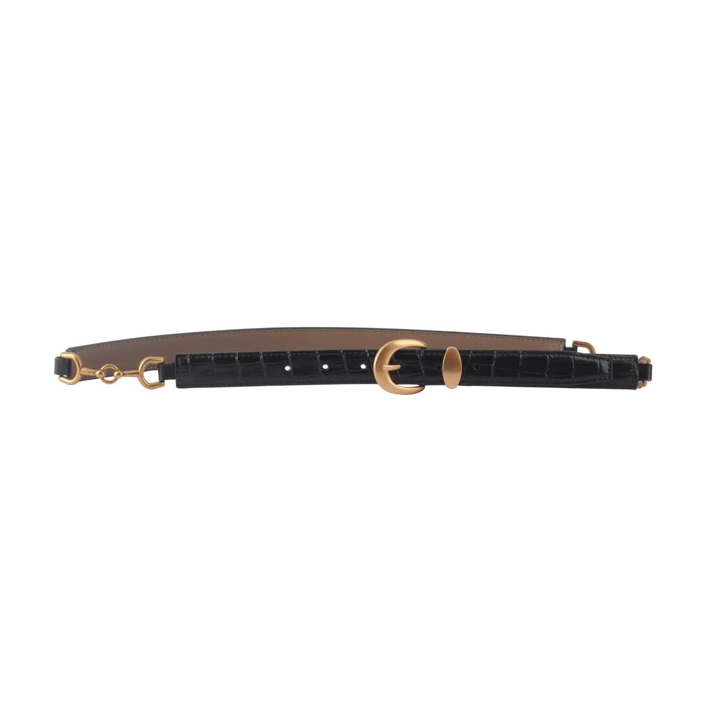 Skinny Croco Belt - Black-130 ACCESSORIES-Most Wanted USA-July & June Women's Fashion Boutique Located in San Antonio, Texas