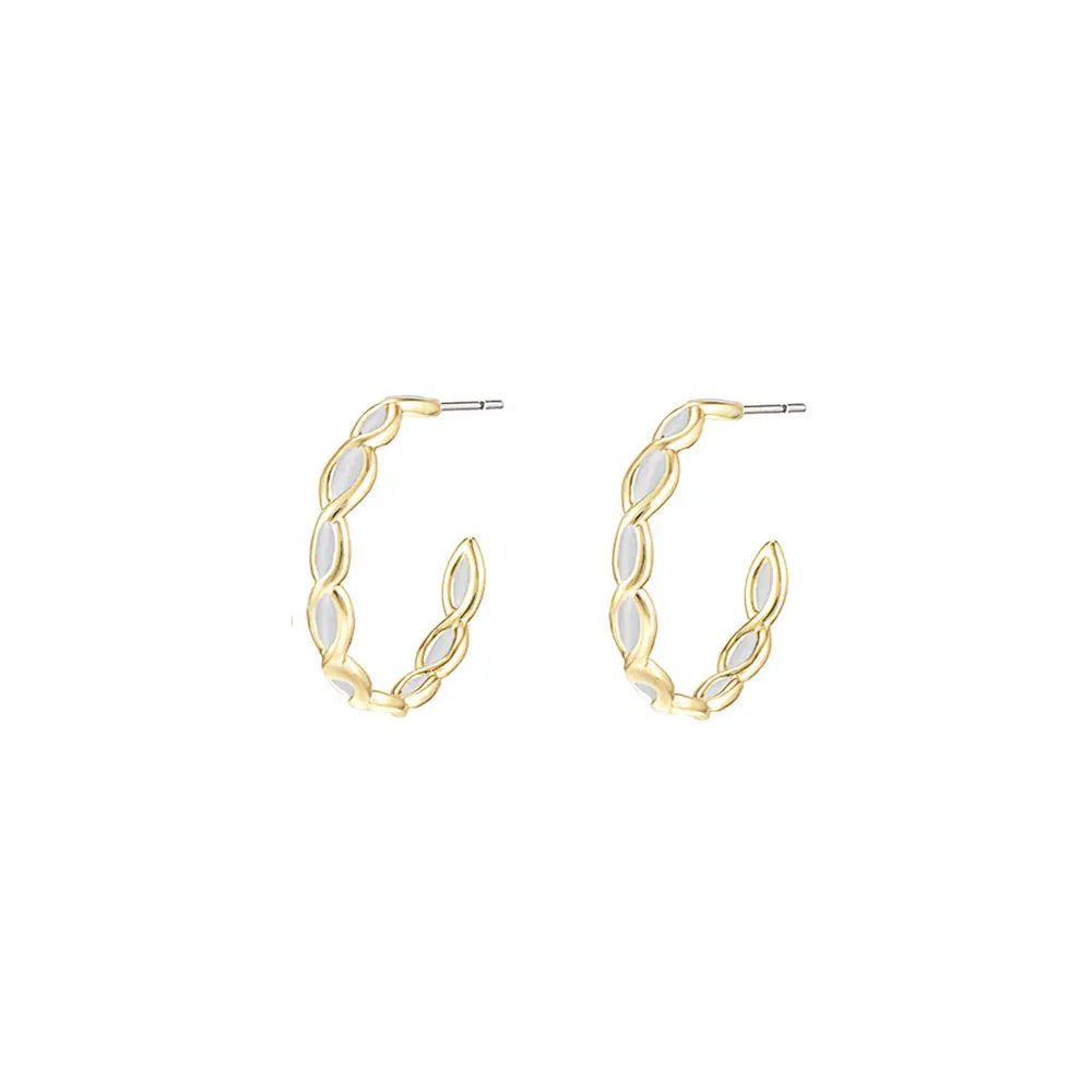 Natalie Wood - Bloom Mini Hoop Enamel Earrings White-120 Jewelry & Hair-Natalie Wood-July & June Women's Fashion Boutique Located in San Antonio, Texas