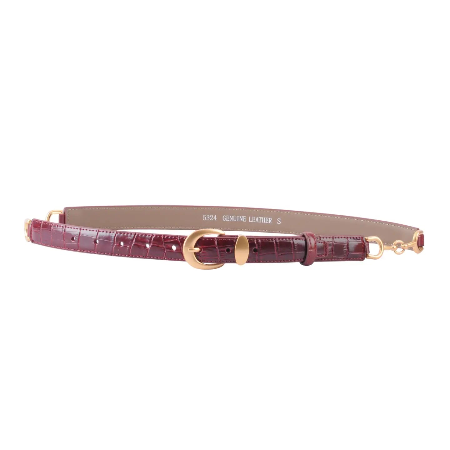 Skinny Croco Belt - Burgundy-130 ACCESSORIES-Most Wanted USA-July & June Women's Fashion Boutique Located in San Antonio, Texas