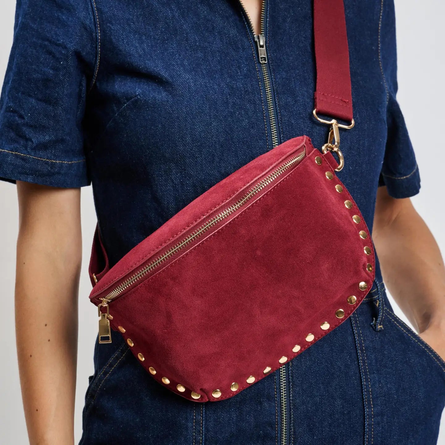 Gizelle Suede Belt Bag - Wine-130 ACCESSORIES-Moda Luxe-July & June Women's Fashion Boutique Located in San Antonio, Texas