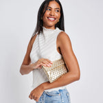 Priscilla Woven Clutch - Gold-130 ACCESSORIES-Moda Luxe-July & June Women's Fashion Boutique Located in San Antonio, Texas