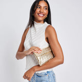 Priscilla Woven Clutch - Gold-130 ACCESSORIES-Moda Luxe-July & June Women's Fashion Boutique Located in San Antonio, Texas