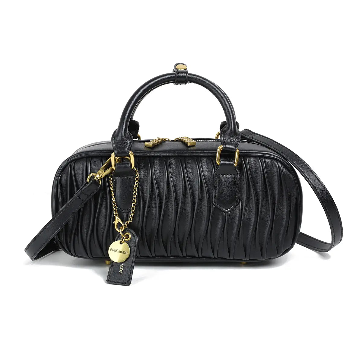 Pixie Mood - Lock - Paris - Recycled Vegan Top Handle Bag - Black-130 Accessories-PIXIE MOOD-July & June Women's Fashion Boutique Located in San Antonio, Texas