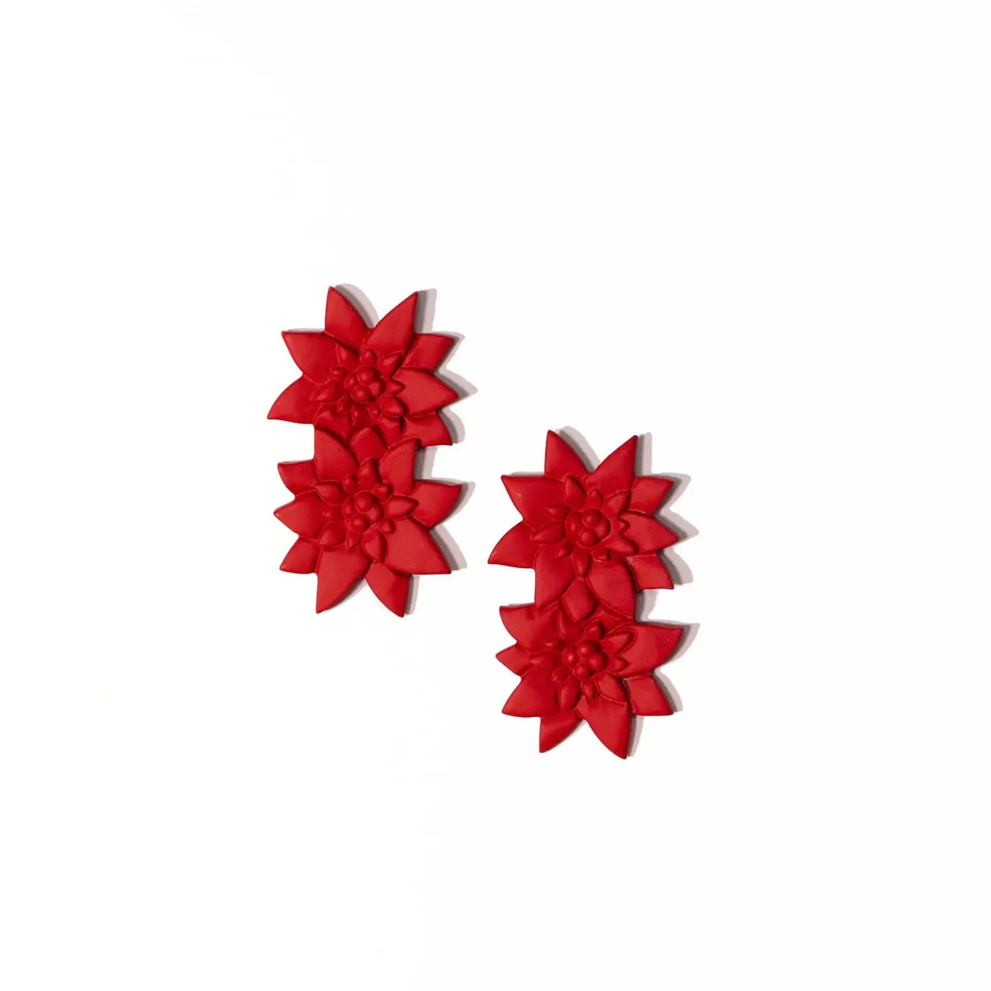 Sunshine Tienda - Painted Poinsettia Earrings-110 Jewelry & Hair-Sunshine Tienda-July & June Women's Fashion Boutique Located in San Antonio, Texas