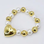 Treasure Jewels - Heart & Pearls Bracelet-110 Jewelry & Hair-Treasure Jewels-July & June Women's Fashion Boutique Located in San Antonio, Texas
