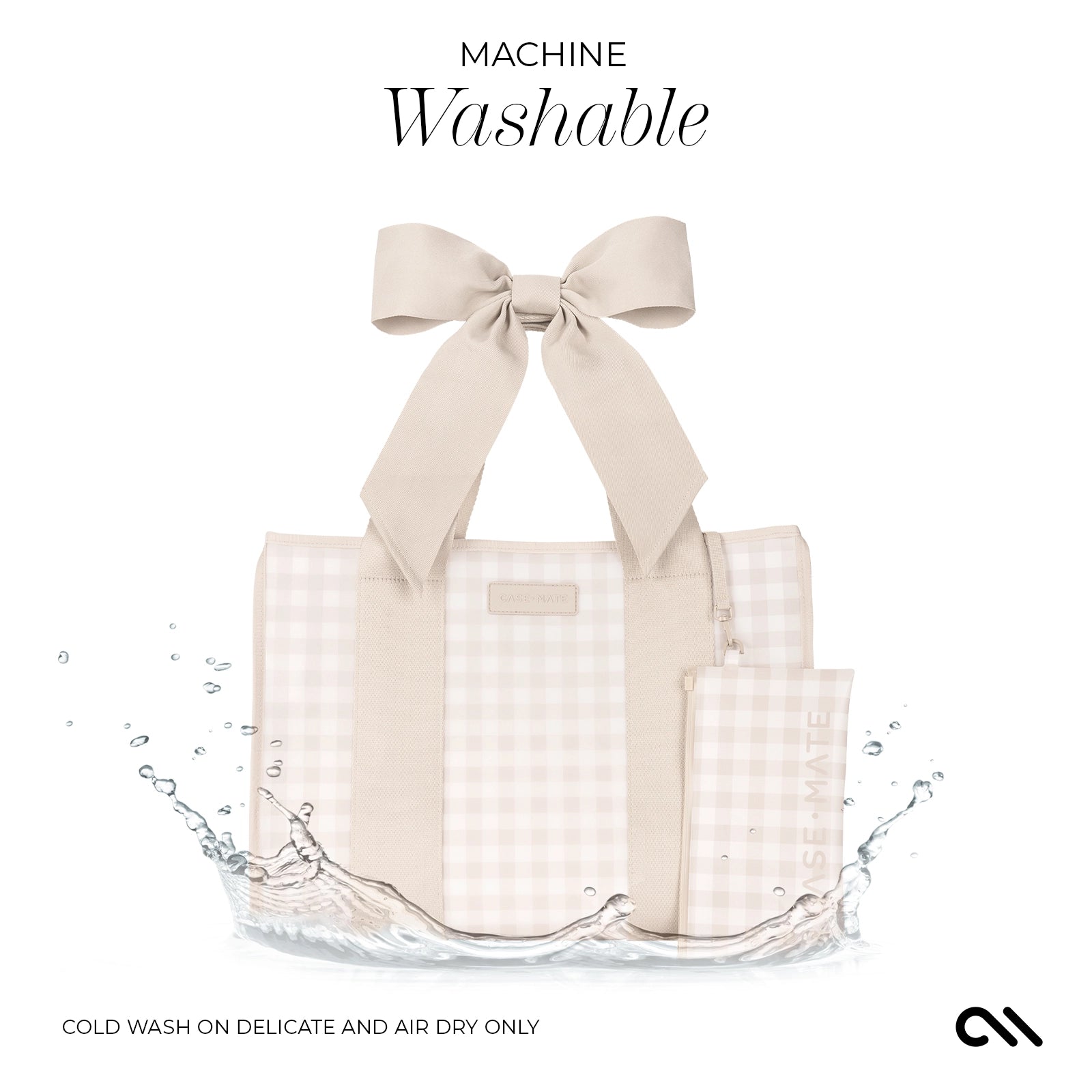 Case-Mate - Latte Gingham Bow Jelly Tote Bag-130 Accessories-Casemate-July & June Women's Fashion Boutique Located in San Antonio, Texas