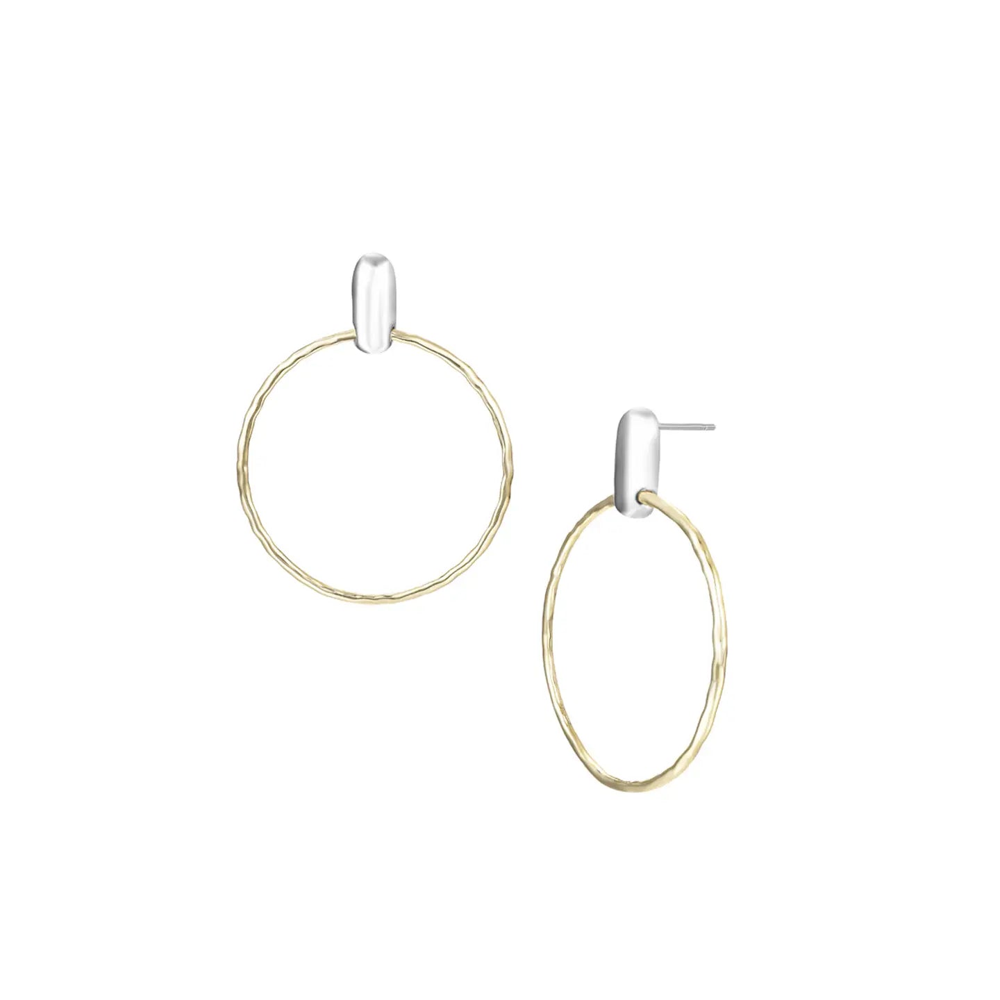 Natalie Wood - Horizon Circle Statement Earrings in Gold/Silver-110 Jewelry & Hair-Natalie Wood-July & June Women's Fashion Boutique Located in San Antonio, Texas