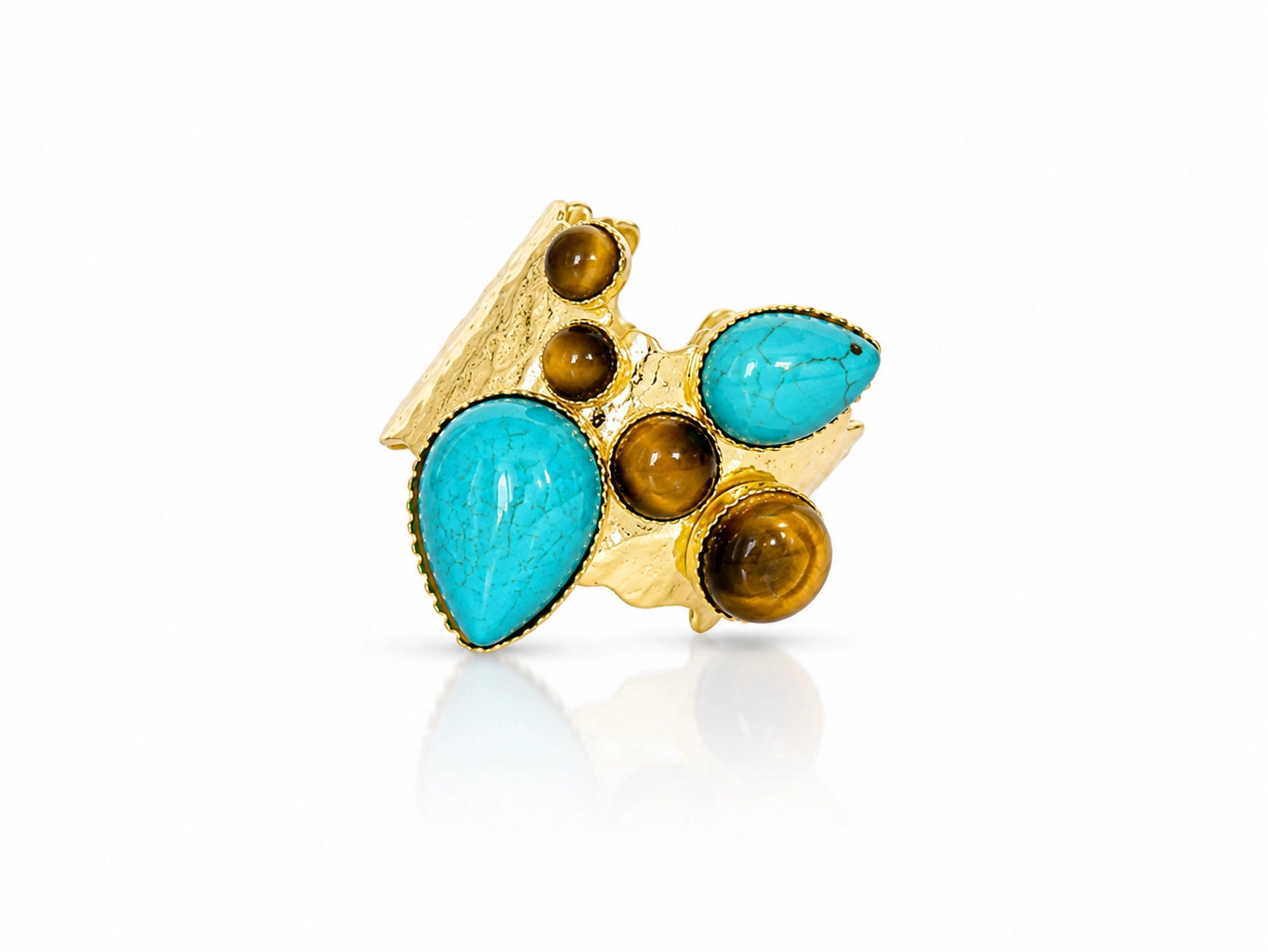 Easton Elle - Ultra Haven Ring - Turquoise & Tigers Eye-110 Jewelry & Hair-Easton Elle-July & June Women's Fashion Boutique Located in San Antonio, Texas