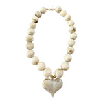 Kaiden Heart Beaded Necklace - Cream-130 Accessories-Gemelli-July & June Women's Fashion Boutique Located in San Antonio, Texas