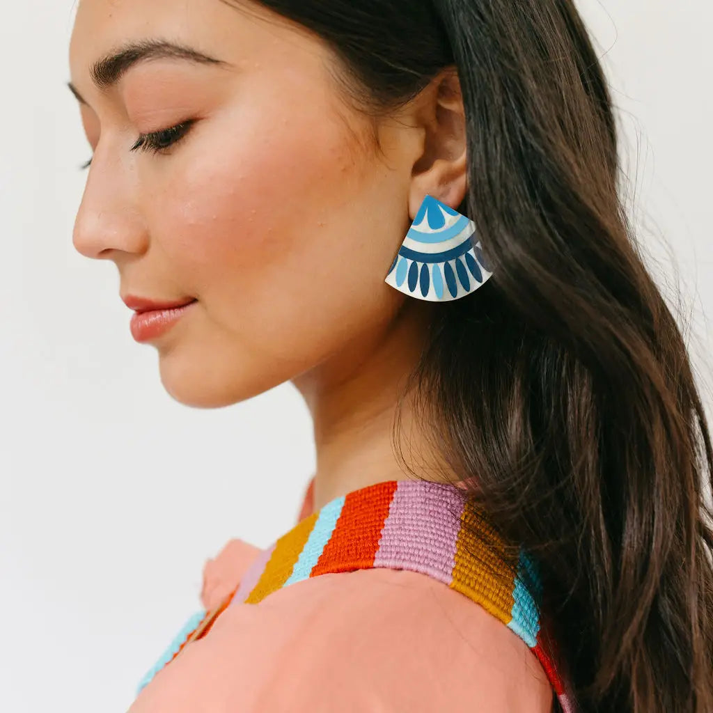 Sunshine Tienda - Seablue Tile Earrings-110 Jewelry & Hair-Sunshine Tienda-July & June Women's Fashion Boutique Located in San Antonio, Texas