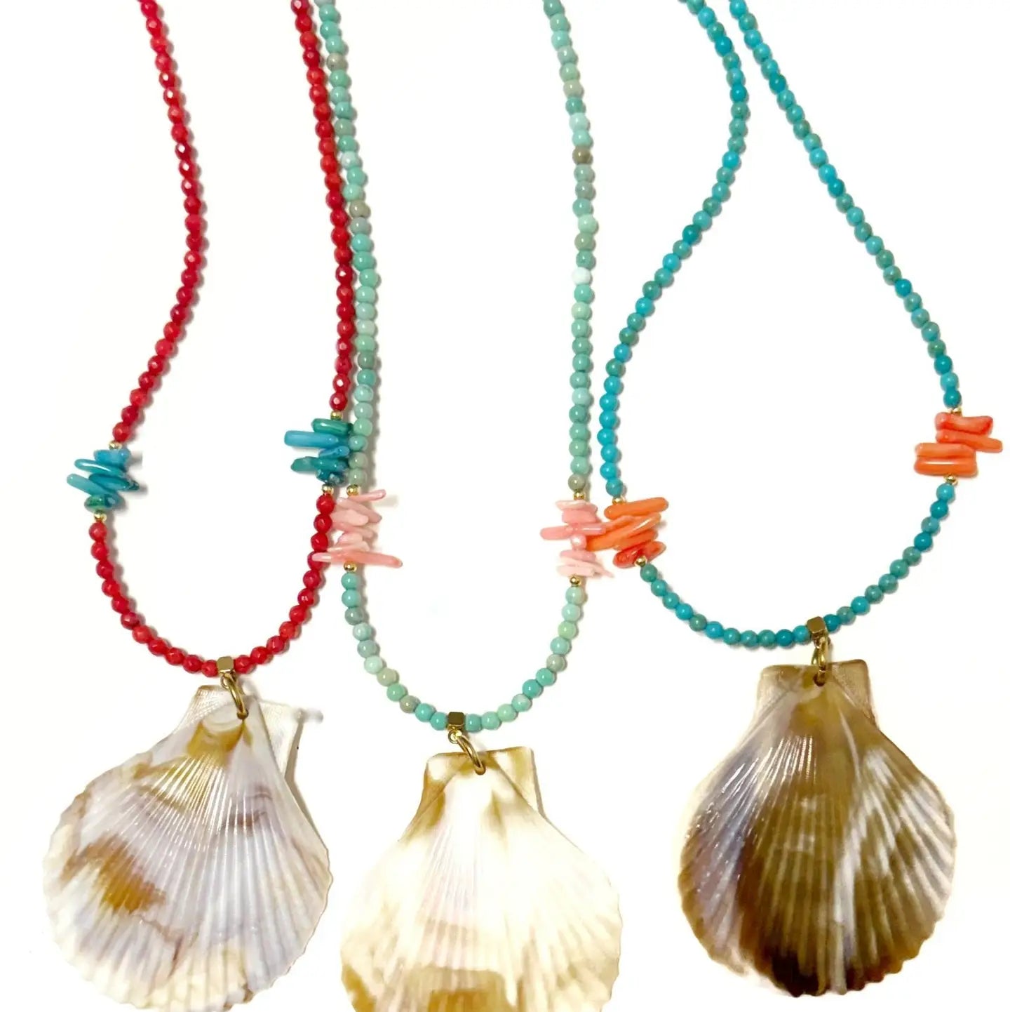 Shell Beaded Statement Necklace - Turquoise-110 Jewelry & Hair-Betsy Pittard Design LLC-July & June Women's Fashion Boutique Located in San Antonio, Texas