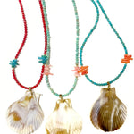 Shell Beaded Statement Necklace - Turquoise-110 Jewelry & Hair-Betsy Pittard Design LLC-July & June Women's Fashion Boutique Located in San Antonio, Texas