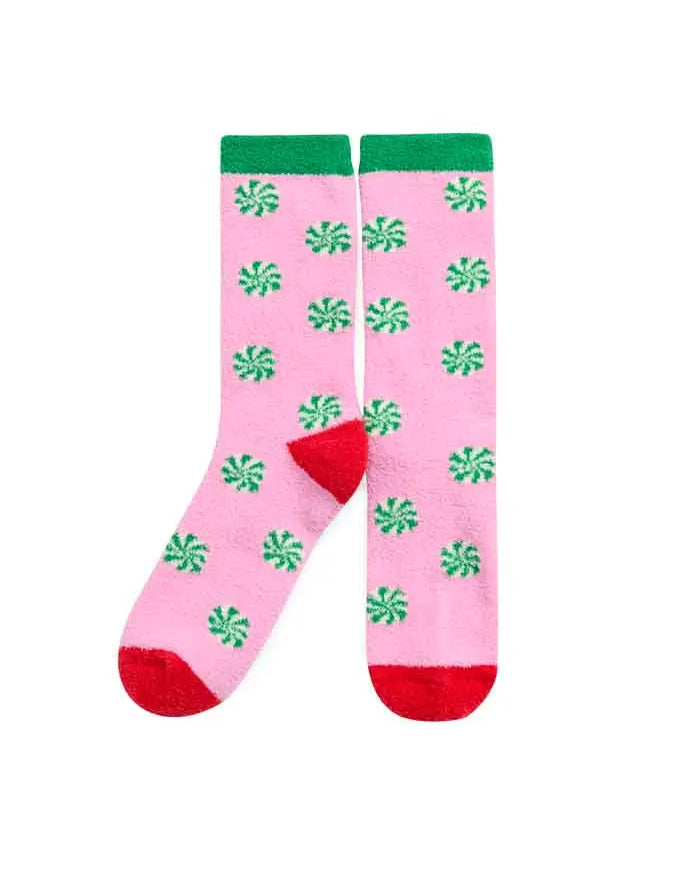 Peppermint Home Socks - Pink-140 Gifts + Home-SHIRALEAH-July & June Women's Fashion Boutique Located in San Antonio, Texas