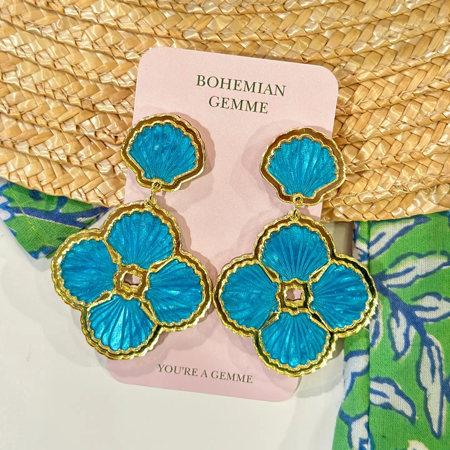 Bohemian Gemme - Sophia Seashell Statement Earrings-110 Jewelry & Hair-Bohemian Gemme-July & June Women's Fashion Boutique Located in San Antonio, Texas