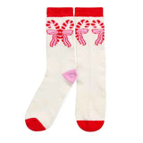 Candy Cane Bow Home Socks-140 Gifts + Home-SHIRALEAH-July & June Women's Fashion Boutique Located in San Antonio, Texas