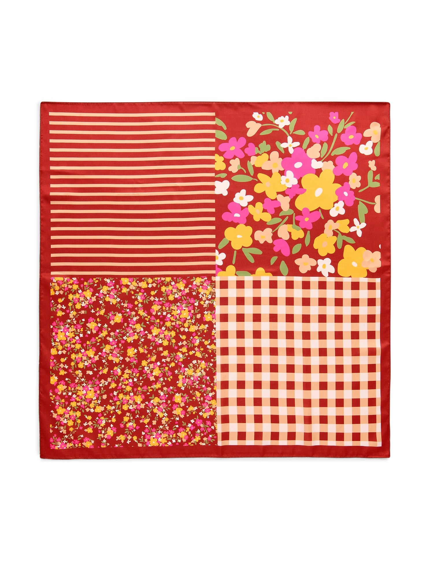 Floral Square Scarf - Rust-130 ACCESSORIES-SHIRALEAH-July & June Women's Fashion Boutique Located in San Antonio, Texas