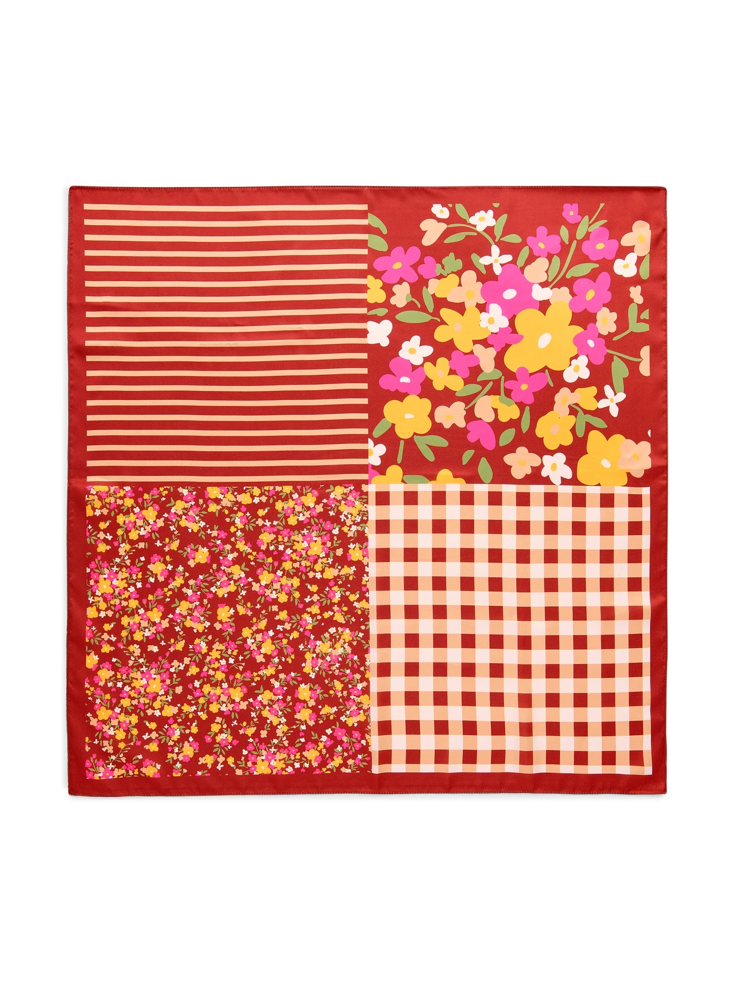 Floral Square Scarf - Rust-130 ACCESSORIES-SHIRALEAH-July & June Women's Fashion Boutique Located in San Antonio, Texas