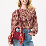 Floral Square Scarf - Rust-130 ACCESSORIES-SHIRALEAH-July & June Women's Fashion Boutique Located in San Antonio, Texas