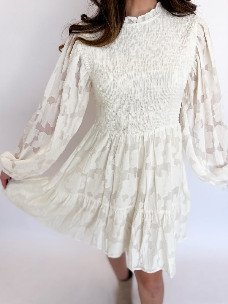 Cream Floral Mini Dress-510 Mini-&MERCI-July & June Women's Fashion Boutique Located in San Antonio, Texas