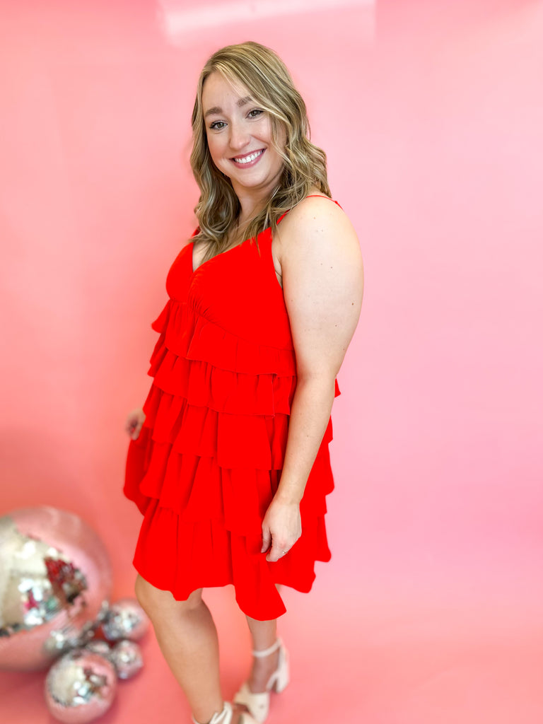 Cami Ruffle Mini Dress - Orange Red-510 Mini-ENTRO-July & June Women's Boutique, Located in San Antonio, Texas