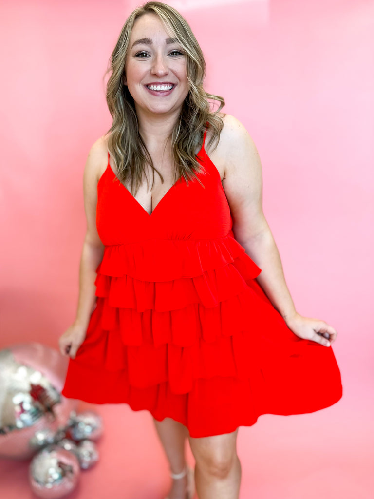 Cami Ruffle Mini Dress - Orange Red-510 Mini-ENTRO-July & June Women's Boutique, Located in San Antonio, Texas