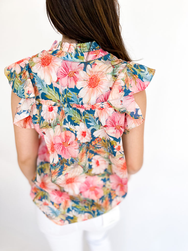 Summertime Florals Blouse-200 Fashion Blouses-FATE-July & June Women's Boutique, Located in San Antonio, Texas