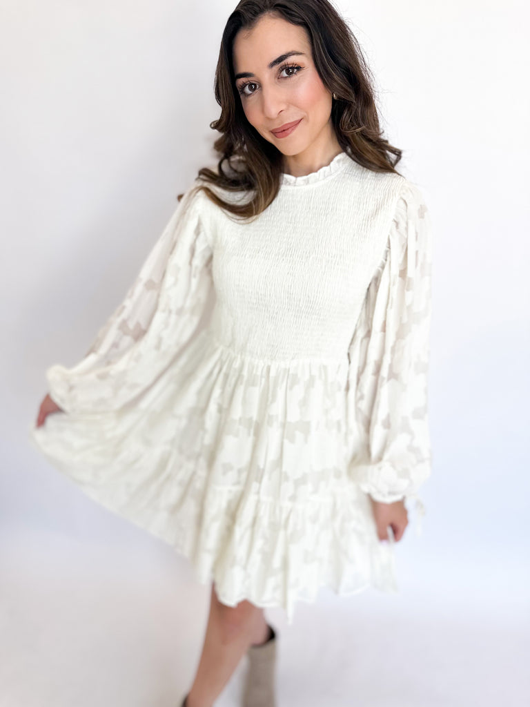 Cream Floral Mini Dress-510 Mini-&MERCI-July & June Women's Fashion Boutique Located in San Antonio, Texas
