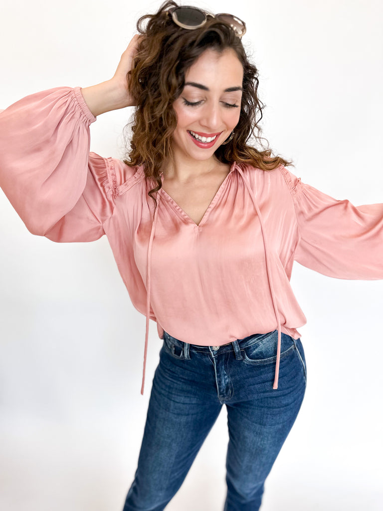 Dusty Blush Blouse-200 Fashion Blouses-CURRENT AIR CLOTHING-July & June Women's Boutique, Located in San Antonio, Texas