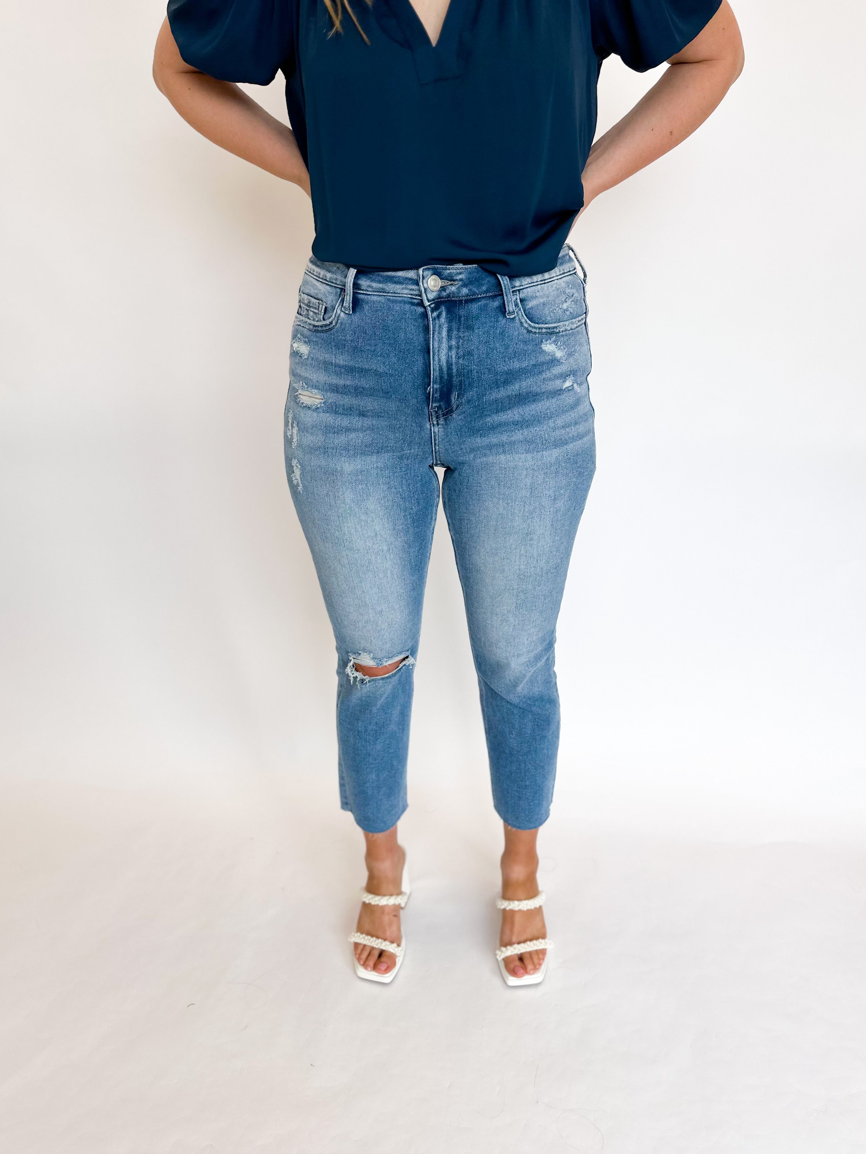 Vervet High Rise Slim Straight Leg Jeans- Restock-400 Pants-VEVERT BY FLYING MONKEY-July & June Women's Boutique, Located in San Antonio, Texas