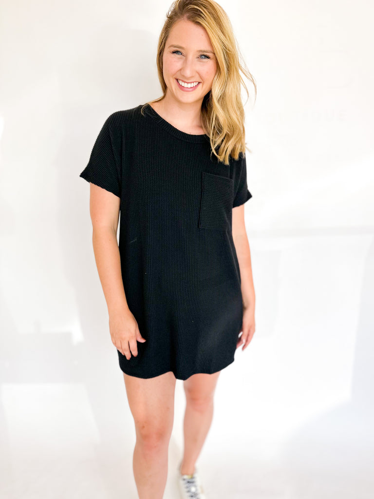Ribbed T-Shirt Dress - Black-510 Mini-ENTRO-July & June Women's Fashion Boutique Located in San Antonio, Texas