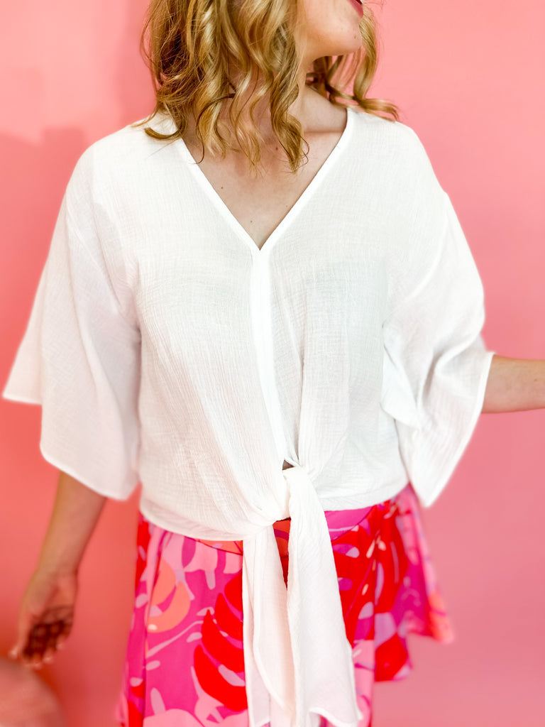 Kimono Gauze Blouse - Ivory-200 Fashion Blouses-ADRIENNE-July & June Women's Boutique, Located in San Antonio, Texas