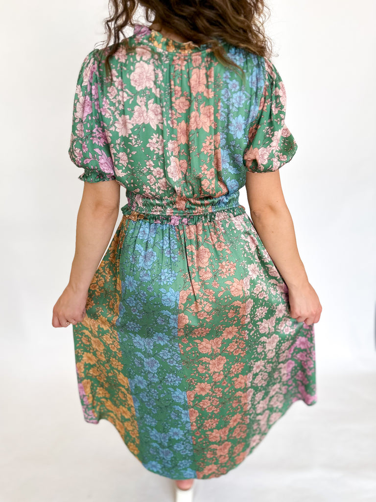 Green & Bold Floral Midi Dress-500 Midi-CURRENT AIR CLOTHING-July & June Women's Boutique, Located in San Antonio, Texas