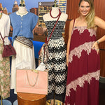Colette Feminine Lace Midi Dress - Burgundy & Blush-500 Midi-TCEC-July & June Women's Fashion Boutique Located in San Antonio, Texas