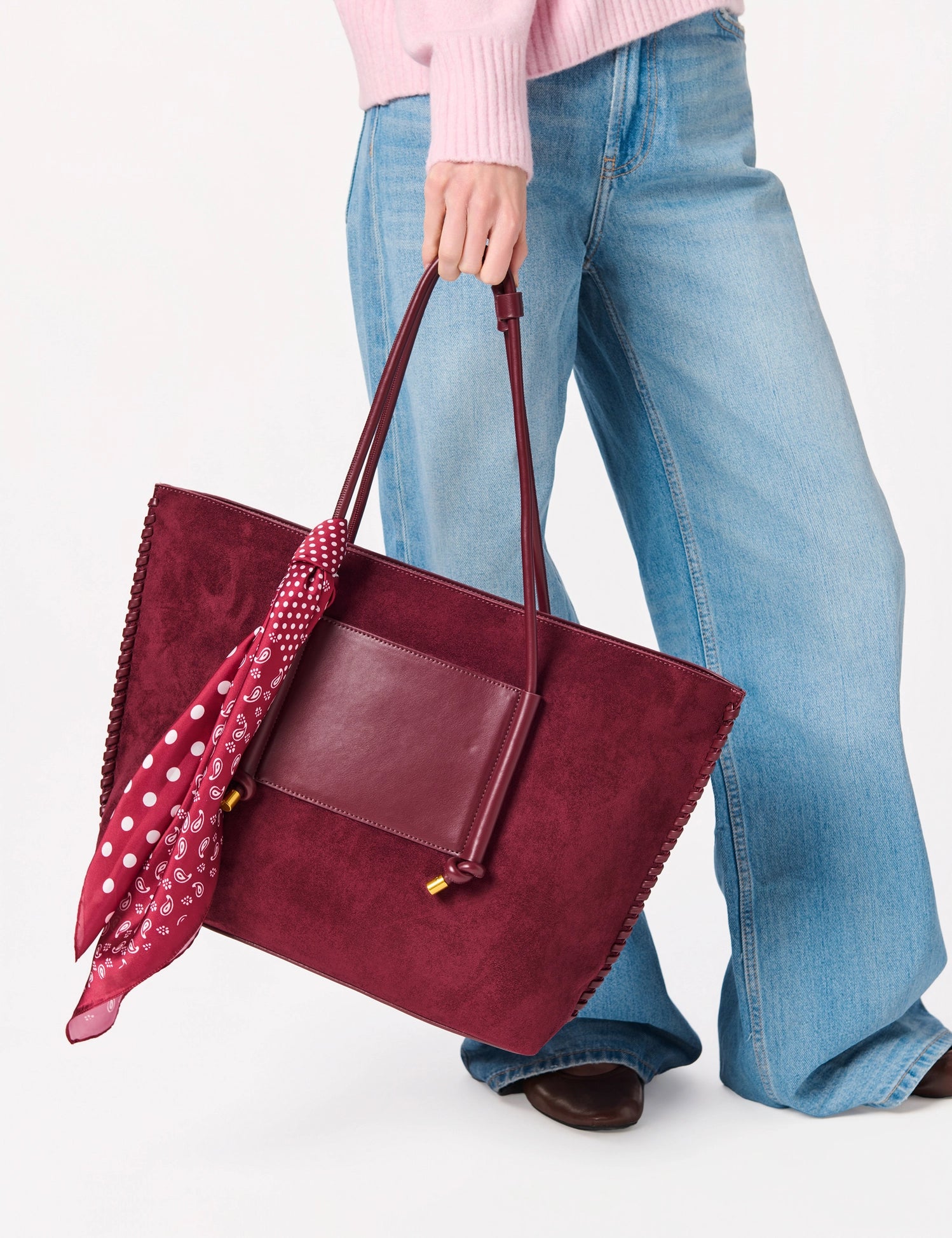 Paige Suede Tote Bag - Wine-130 ACCESSORIES-SHIRALEAH-July & June Women's Fashion Boutique Located in San Antonio, Texas