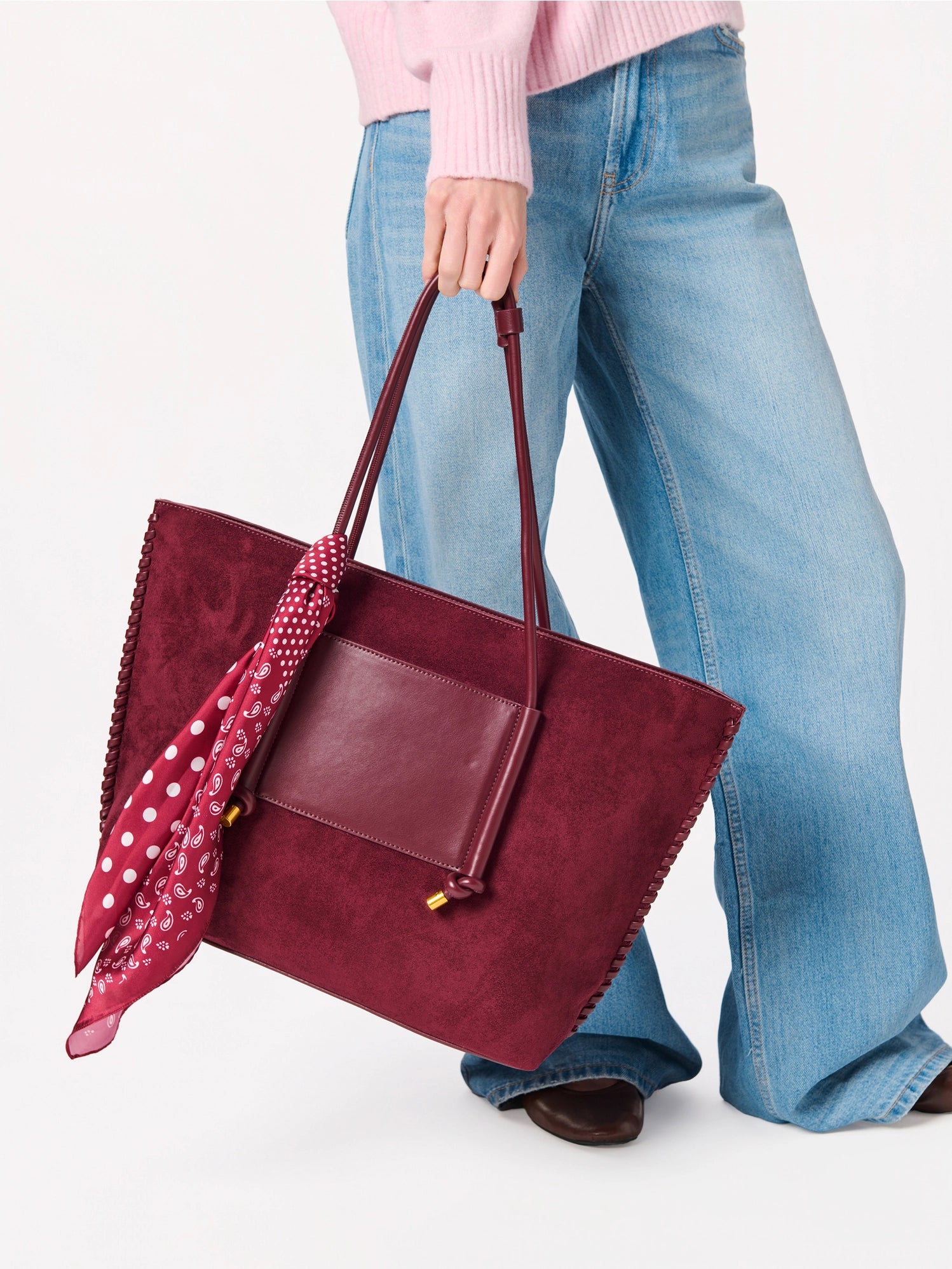 Paige Suede Tote Bag - Wine-130 ACCESSORIES-SHIRALEAH-July & June Women's Fashion Boutique Located in San Antonio, Texas