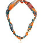 Colette Pave Sardine Scarf Necklace - Orange & Teal-110 Jewelry & Hair-Canvas Style-July & June Women's Fashion Boutique Located in San Antonio, Texas