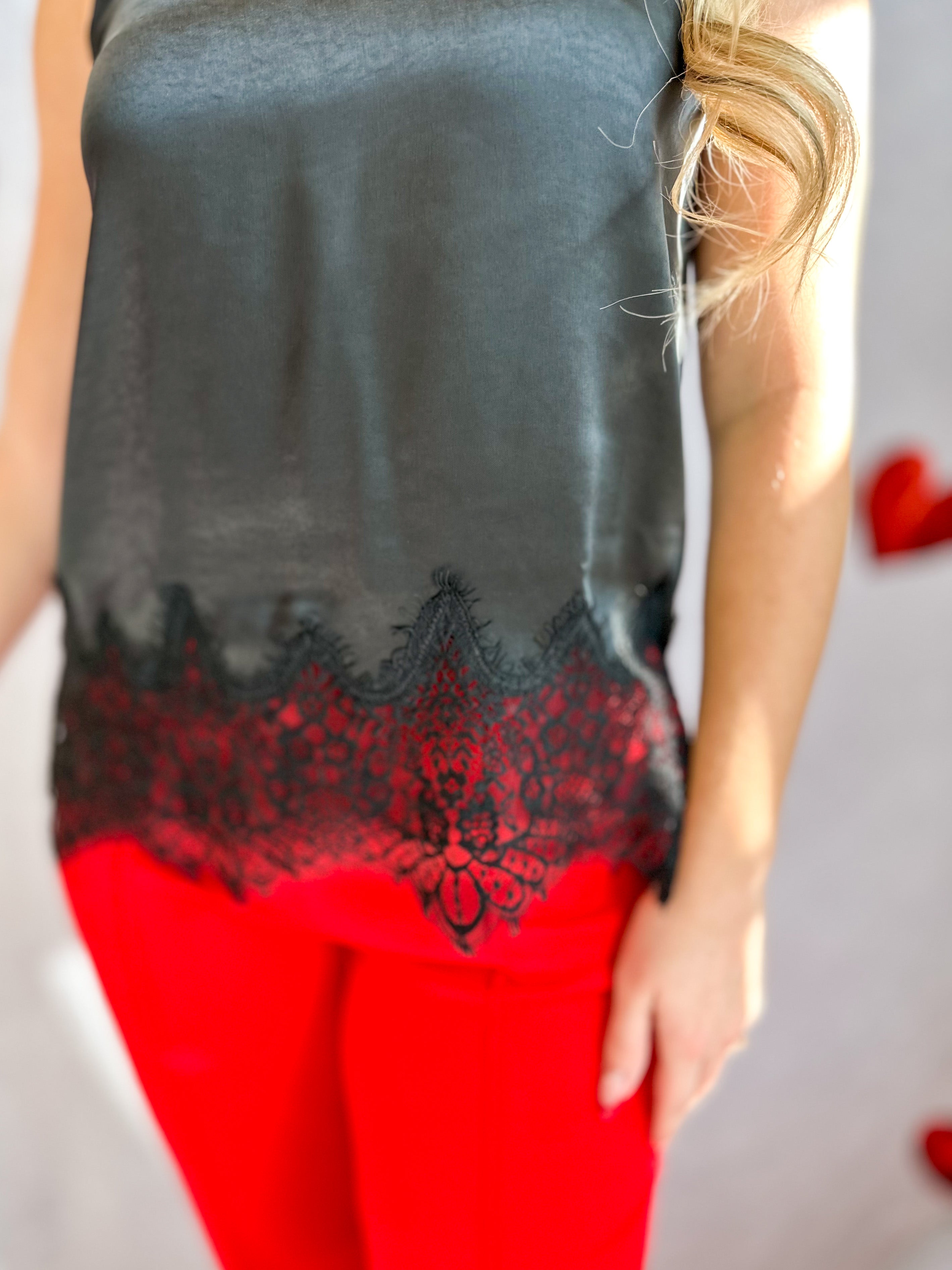 Black Lace Cami- SALE-200 Fashion Blouses-SKIES ARE BLUE-July & June Women's Boutique, Located in San Antonio, Texas
