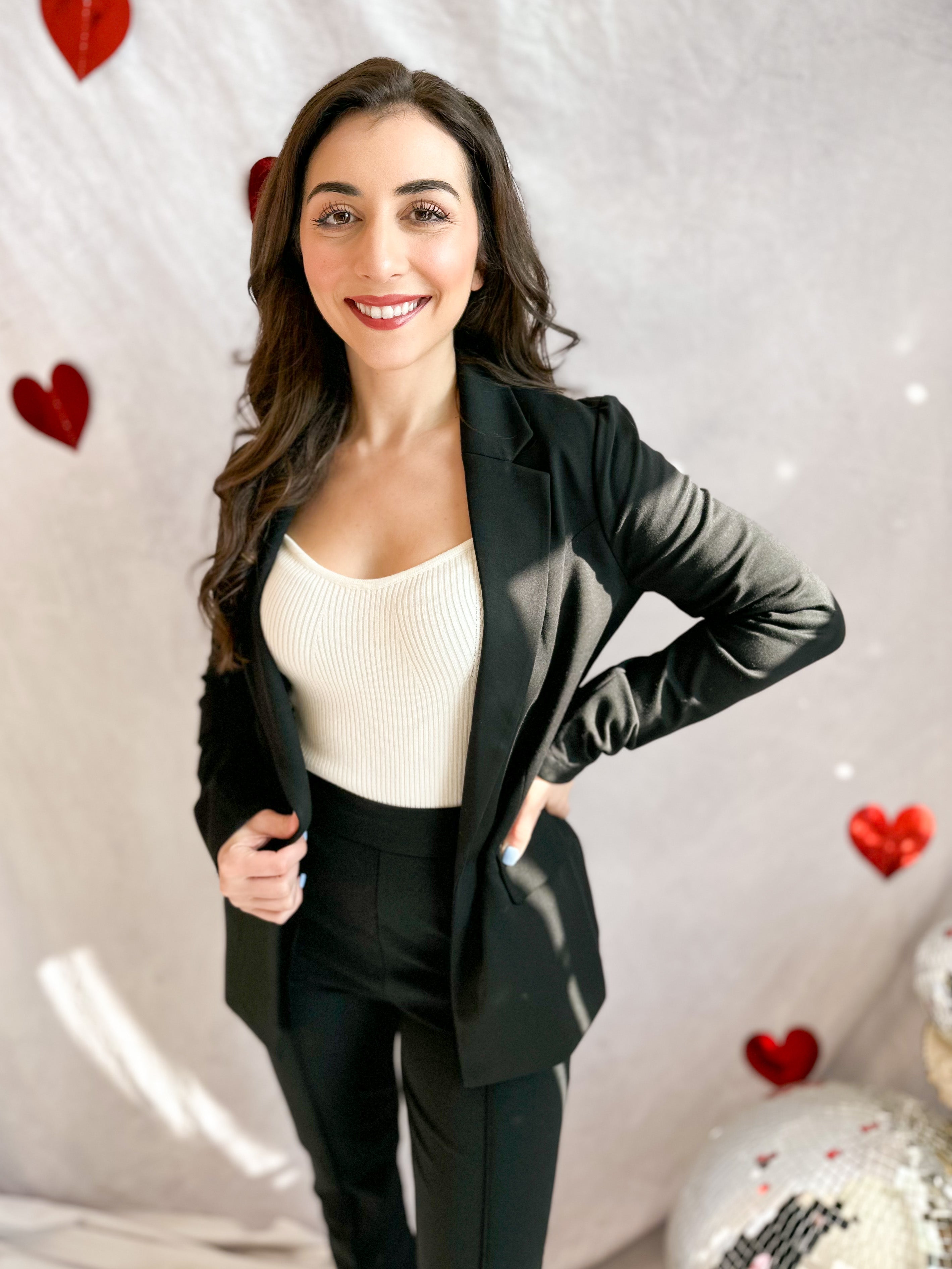 Stretch Blazer - Black-600 Outerwear-SKIES ARE BLUE-July & June Women's Boutique, Located in San Antonio, Texas