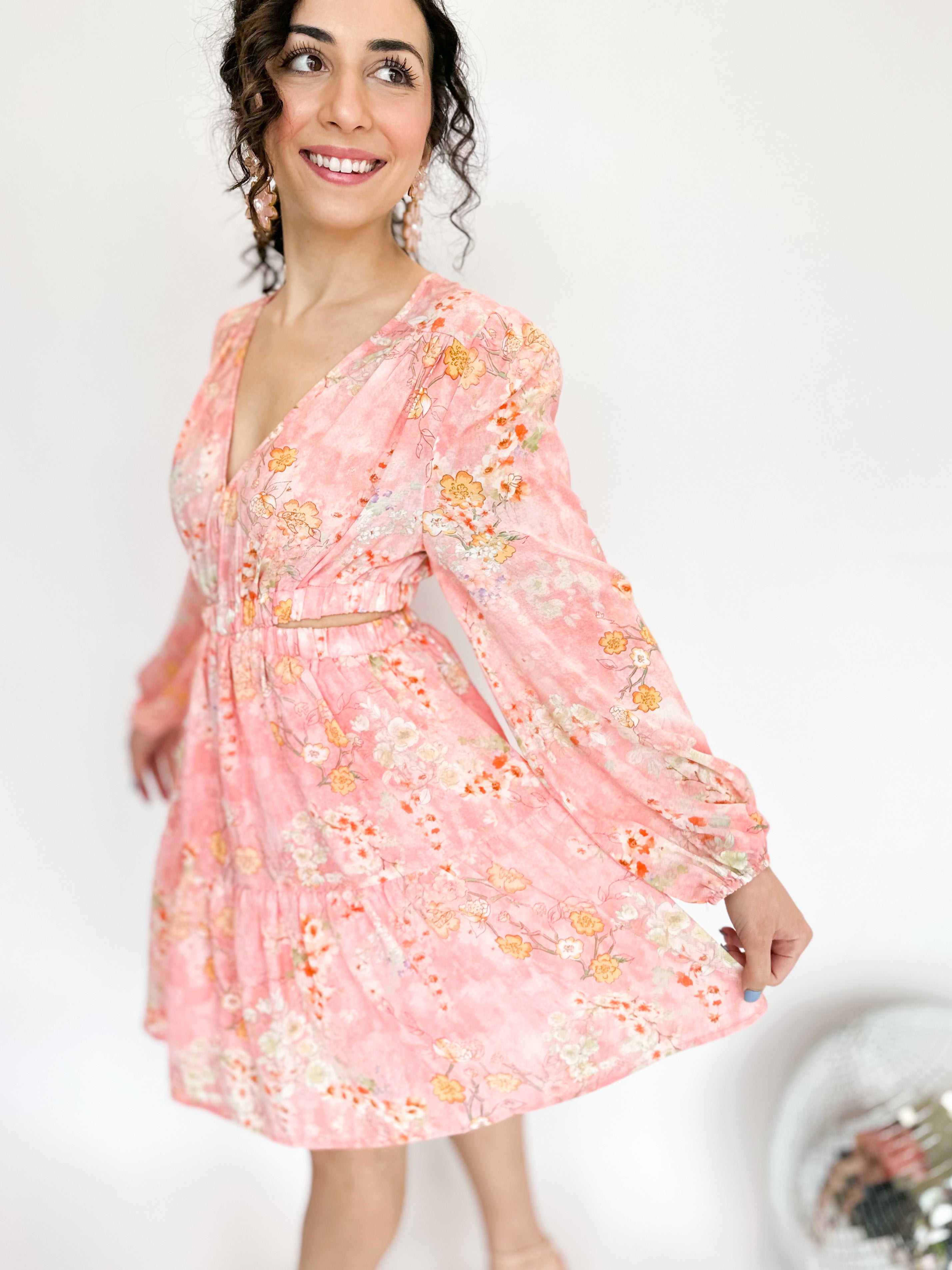 Pastel Cut Out Mini Dress - Blush - Sale-510 Mini-ENTRO-July & June Women's Boutique, Located in San Antonio, Texas