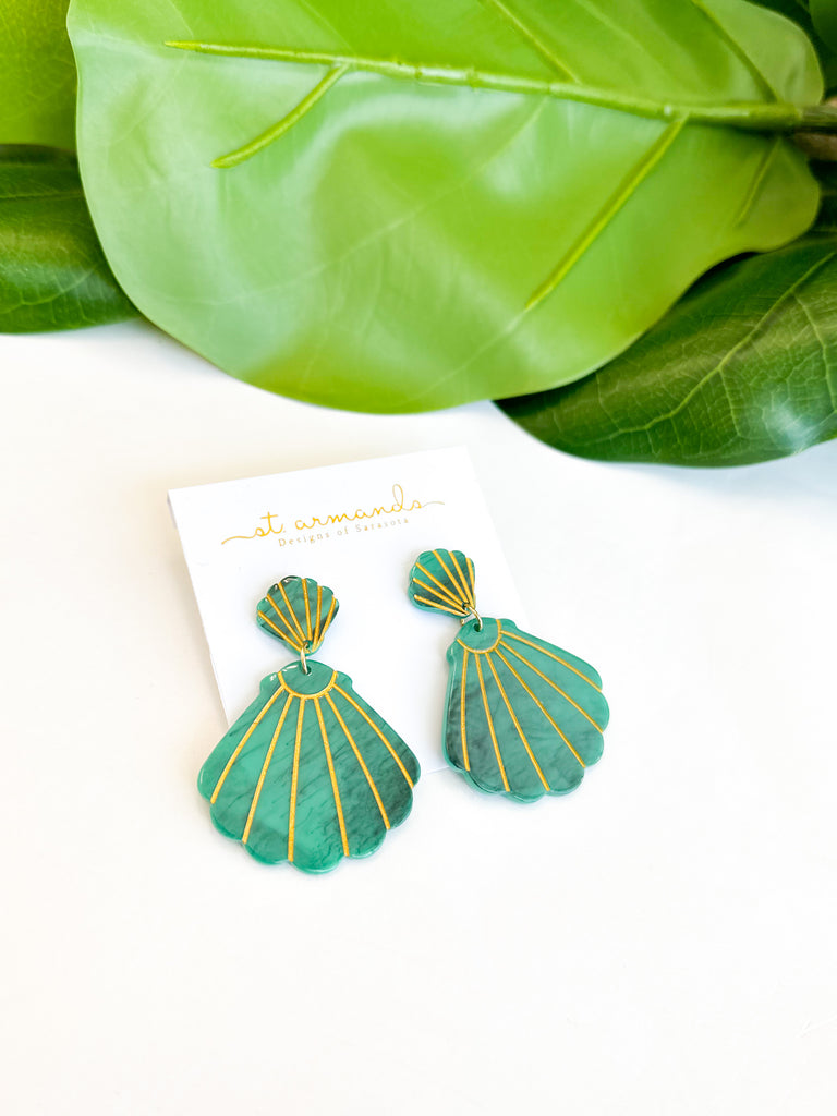 Shell Statement Earrings - Turquoise-110 Jewelry & Hair-St Armands Designs of Sarasota-July & June Women's Boutique, Located in San Antonio, Texas