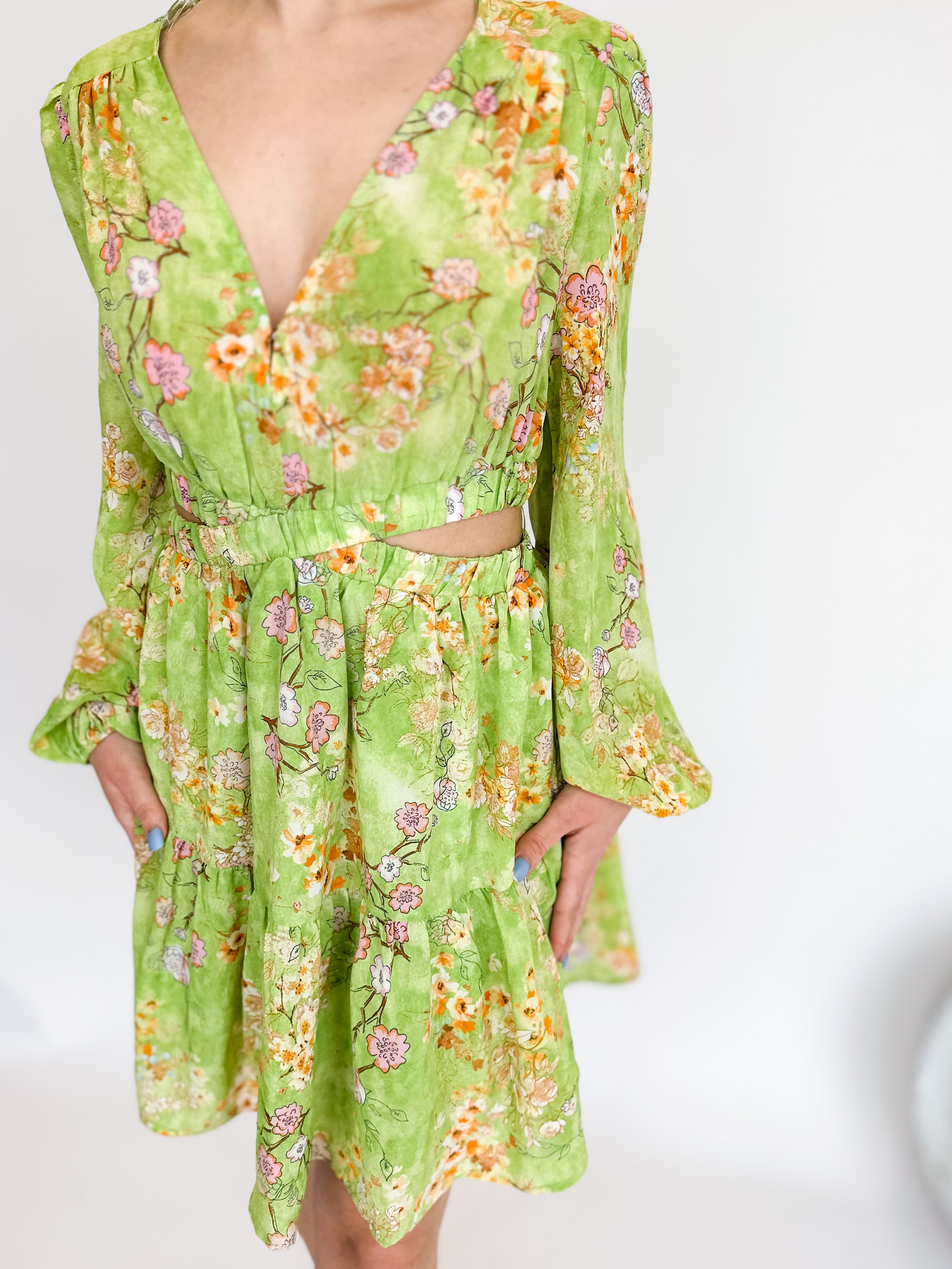Pastel Cut Out Mini Dress - Chartreuse - Sale-510 Mini-ENTRO-July & June Women's Boutique, Located in San Antonio, Texas
