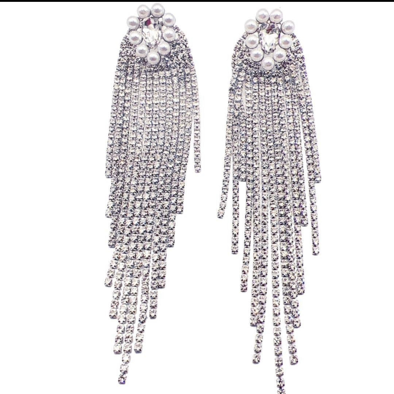Treasure Jewels - Raining Glitz Earrings - Silver-110 Jewelry & Hair-Treasure Jewels-July & June Women's Boutique, Located in San Antonio, Texas